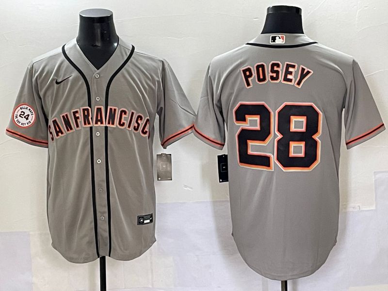 Men 2025 San Francisco Giants 28 Posey Grey Game Nike MLB Jersey style 42